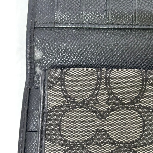Coach Slim Wallet trifold Checkbook Black Signature Monogram - Picture 6 of 8